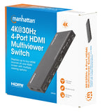 MH 4K@30Hz 4x1 HDMI Switch Multiviewer, Nero Packaging Image 2